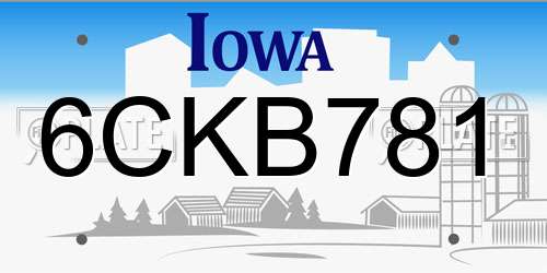 6CKB781 Iowa License Plate