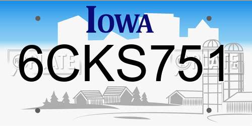 6CKS751 Iowa License Plate