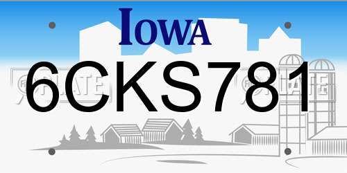 6CKS781 Iowa License Plate