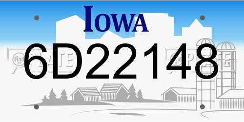 6D22148 Iowa License Plate