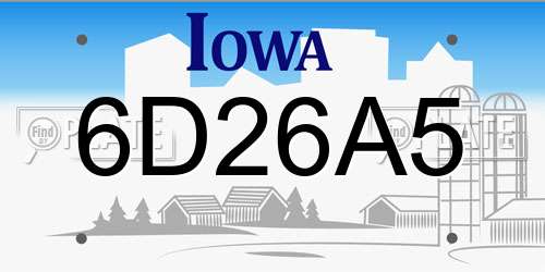 6D26A5 Iowa License Plate