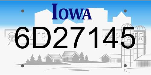 6D27145 Iowa License Plate
