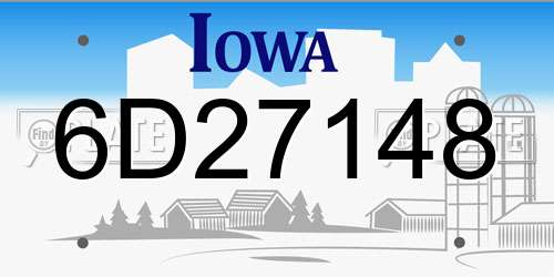 6D27148 Iowa License Plate