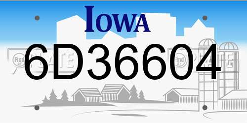 6D36604 Iowa License Plate