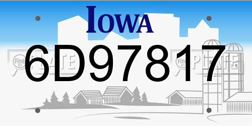 6D97817 Iowa License Plate