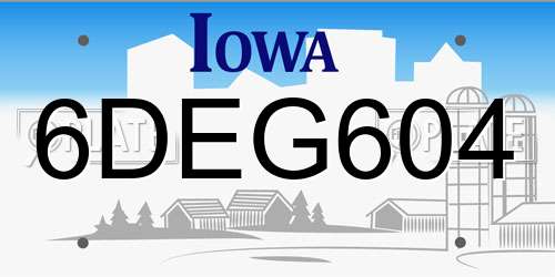 6DEG604 Iowa License Plate