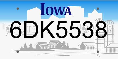 6DK5538 Iowa License Plate