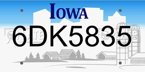 6DK5835 Iowa License Plate