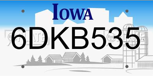 6DKB535 Iowa License Plate