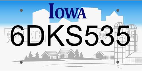 6DKS535 Iowa License Plate