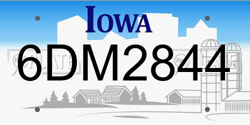 6DM2844 Iowa License Plate