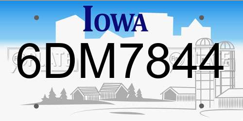 6DM7844 Iowa License Plate