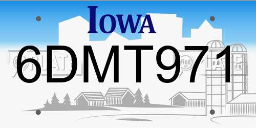 6DMT971 Iowa License Plate