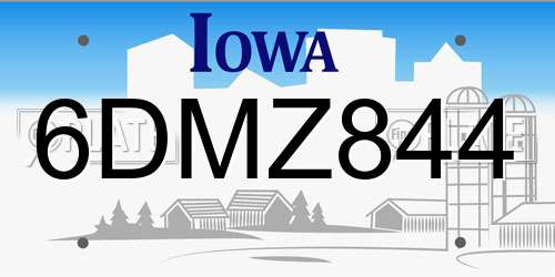 6DMZ844 Iowa License Plate