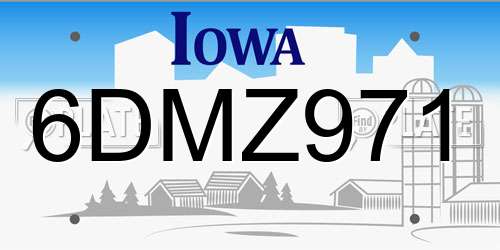 6DMZ971 Iowa License Plate