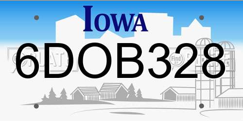 6DOB328 Iowa License Plate