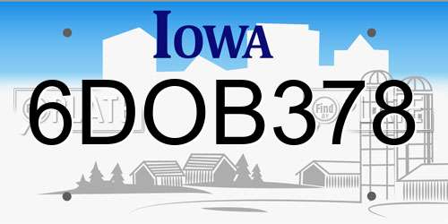 6DOB378 Iowa License Plate