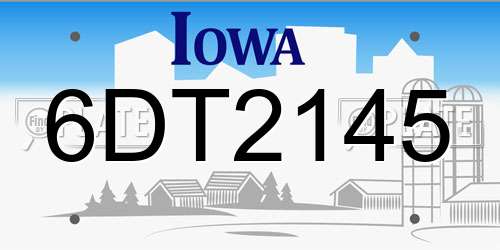 6DT2145 Iowa License Plate