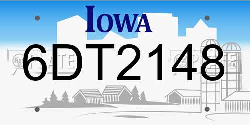 6DT2148 Iowa License Plate