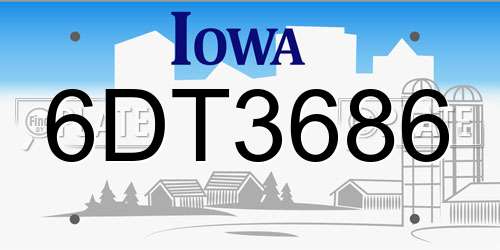 6DT3686 Iowa License Plate