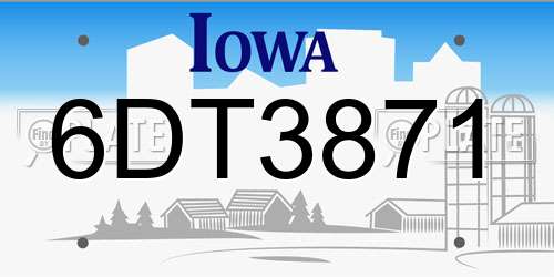6DT3871 Iowa License Plate