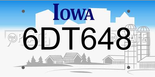 6DT648 Iowa License Plate
