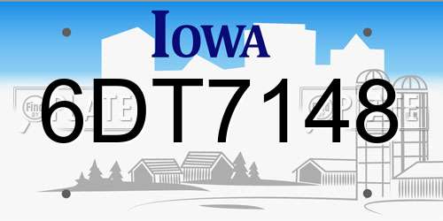 6DT7148 Iowa License Plate