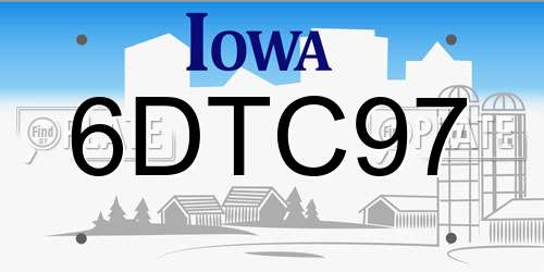 6DTC97 Iowa License Plate