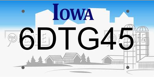 6DTG45 Iowa License Plate