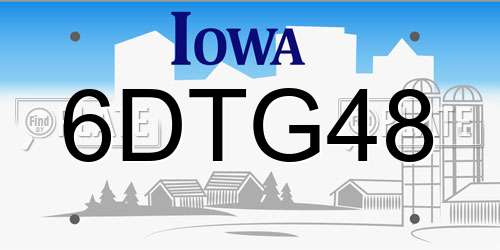 6DTG48 Iowa License Plate