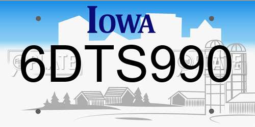 6DTS990 Iowa License Plate