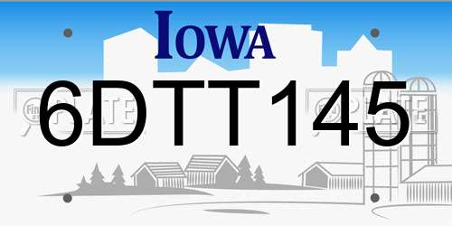 6DTT145 Iowa License Plate