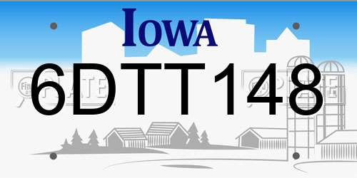 6DTT148 Iowa License Plate