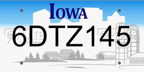 6DTZ145 Iowa License Plate