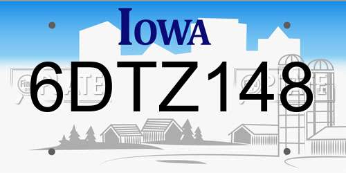 6DTZ148 Iowa License Plate