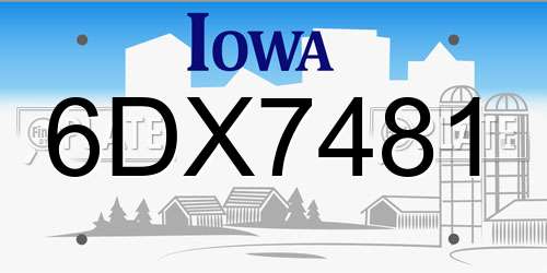 6DX7481 Iowa License Plate