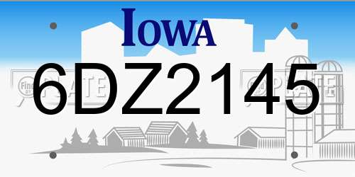 6DZ2145 Iowa License Plate