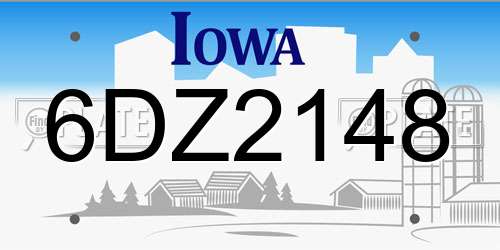 6DZ2148 Iowa License Plate