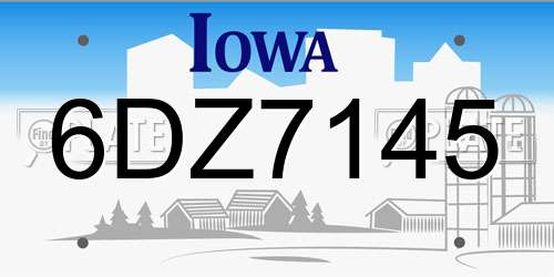 6DZ7145 Iowa License Plate