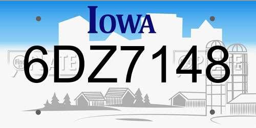 6DZ7148 Iowa License Plate