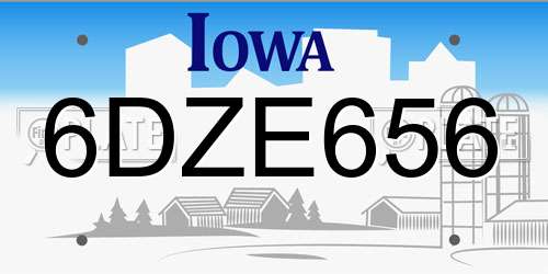 6DZE656 Iowa License Plate