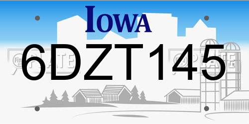 6DZT145 Iowa License Plate