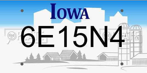 6E15N4 Iowa License Plate