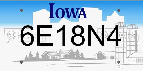 6E18N4 Iowa License Plate