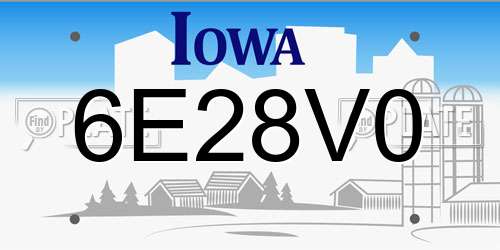 6E28V0 Iowa License Plate