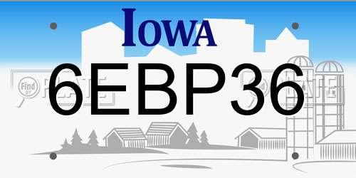 6EBP36 Iowa License Plate