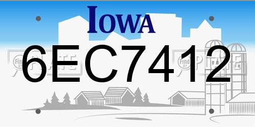 6EC7412 Iowa License Plate