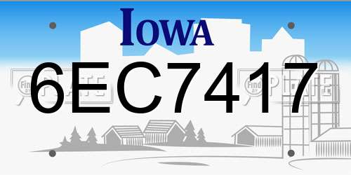 6EC7417 Iowa License Plate