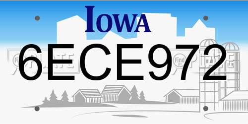 6ECE972 Iowa License Plate