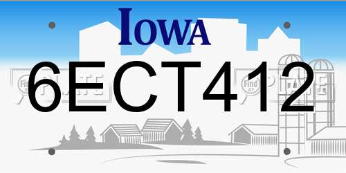 6ECT412 Iowa License Plate